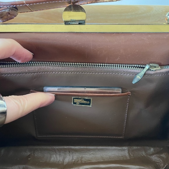 Vintage brown real alligator skin purse from the early to mid 20th century. - Picture 5 of 5